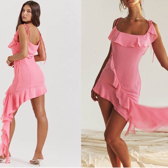 HOUSE OF CB 'Marcia' French Pink Ruffle Mini Dress NWOT - Picture 6 of 12